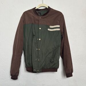 Men's Brown and Green Bomber Jacket